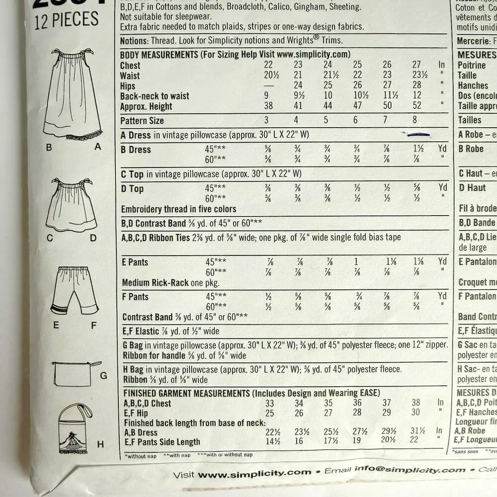 Simplicity size cut